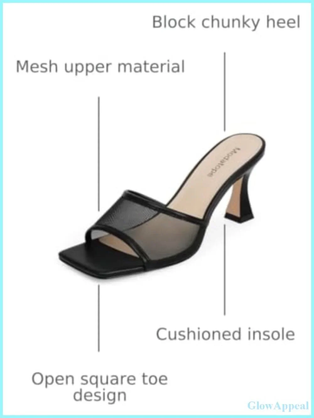 Women's Slip-On Mules Heels Open Square Toe Mesh Block Chunky Heel Dress Shoes